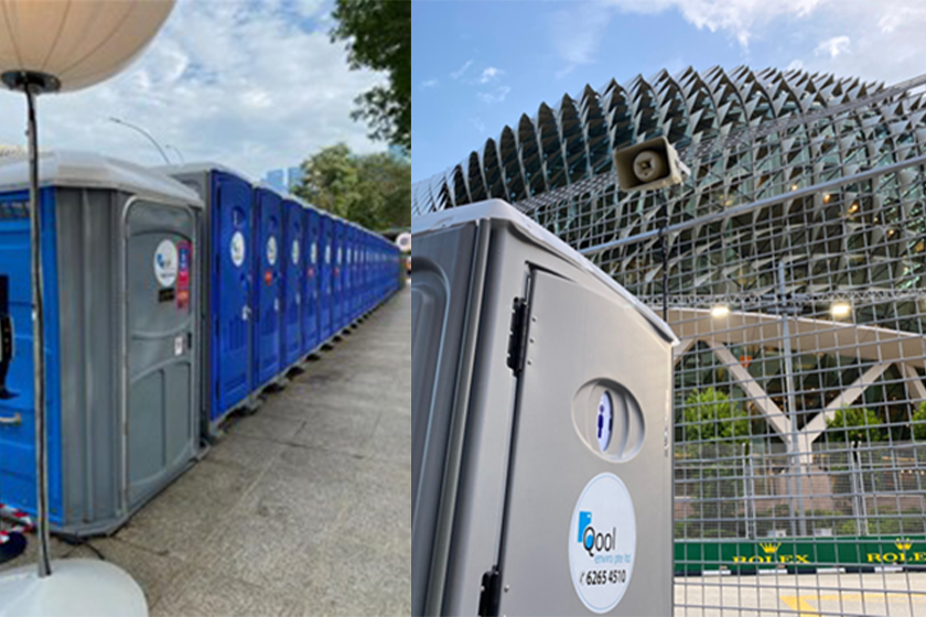 Qool社の仮設トイレは、建設現場や工場、医療施設、様々なイベントで広く使用されている