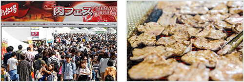AATJ主催のフードエンターテイメントイベント・「肉フェス」会場の様子　国内外の人気店の肉料理が集結。ステージパフォーマンスなども行われます。
