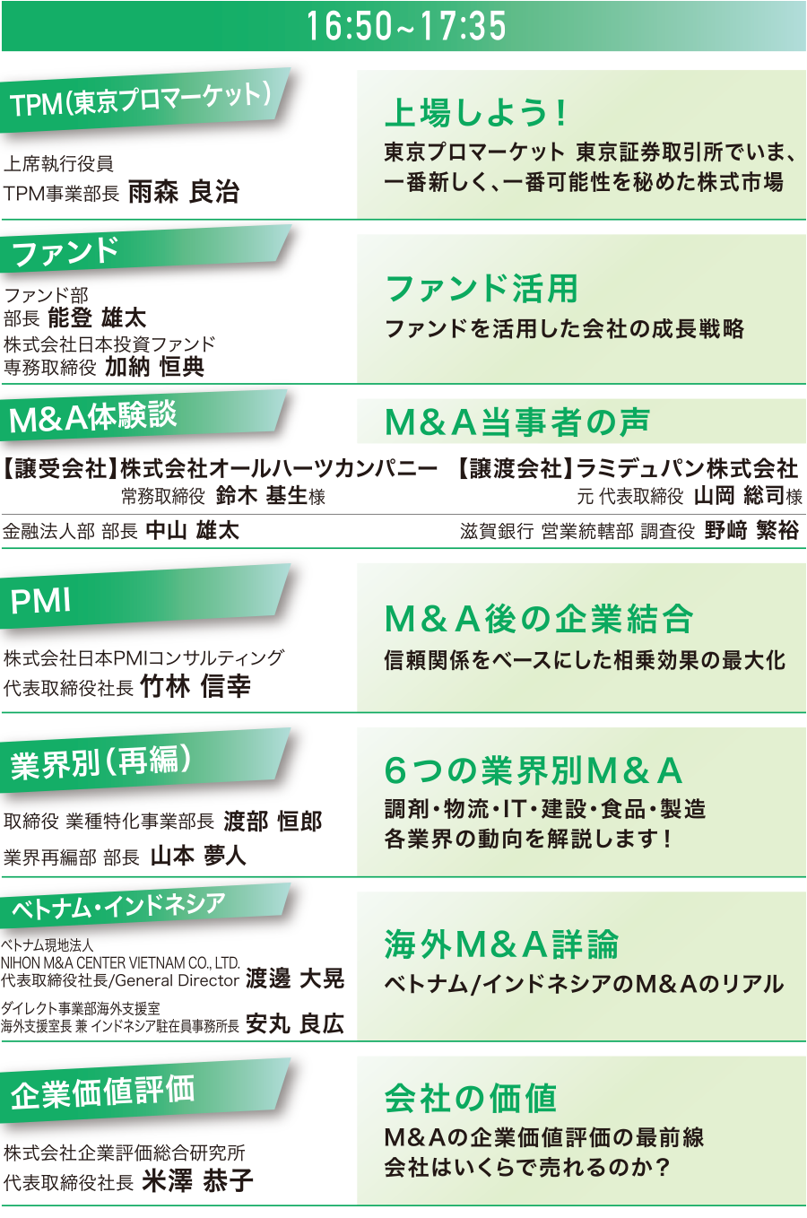 公演スケジュール　16:45～17:35